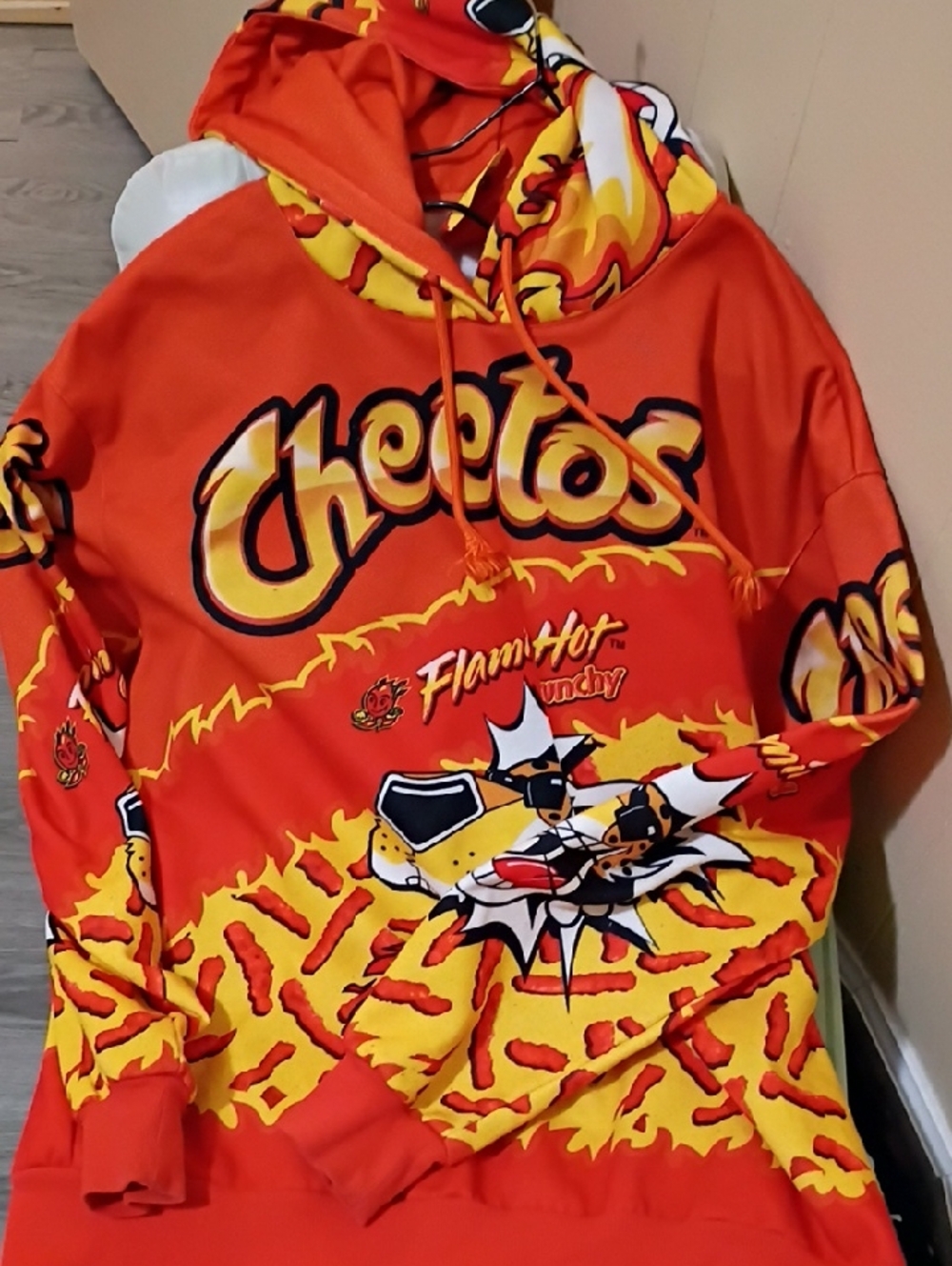 Forever 21 Orange & Yellow Cheetos Flame Graphic Hoodie